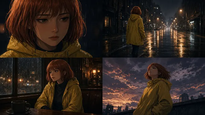 Illustration: one character shown across several film frames