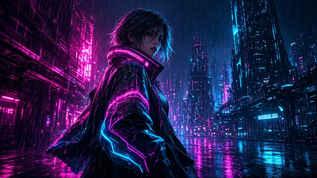 Neon city character turn (Kling 3.0 Motion Control) illustration