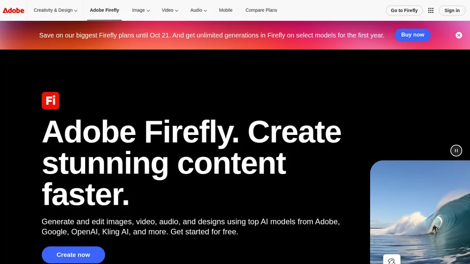 Adobe Firefly official product page